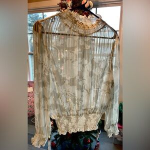 Trendy JS Sheer Striped Blouse